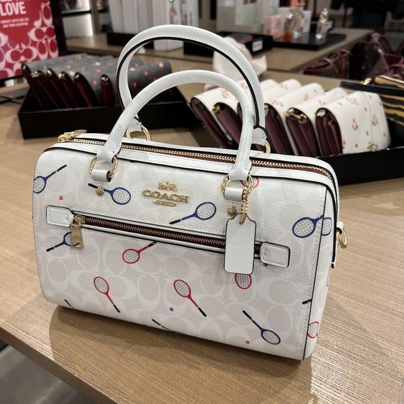 coach Rowan Satchel In Signature Canvas With Racquet Print C8285 - Picture 1 of 6